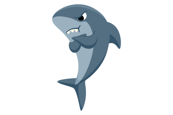 Angry Shark Cartoon Animal Graphics & Illustrations
