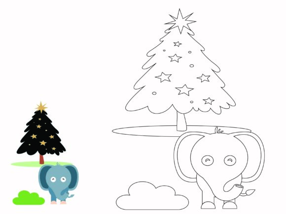 Animal Elephant Christmas Coloring Kids