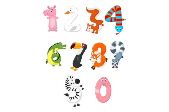 Animal Number Character Bundle: Graphics & Illustrations
