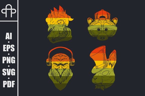 Animal Retro Vector Illustration: Graphics & Illustrations for Local Branding