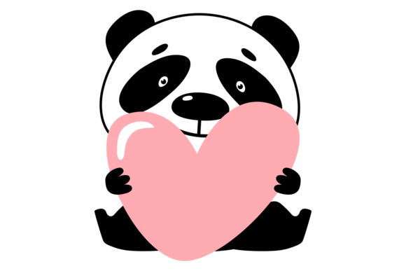 Baby Panda with Heart. Cute Love Animal