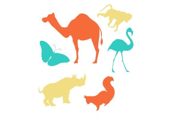 Color Animal Silhouettes Set: Wildlife F Graphics