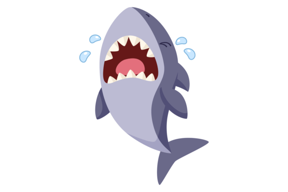 Crying Shark Graphics: Cartoon Underwater Illustrations