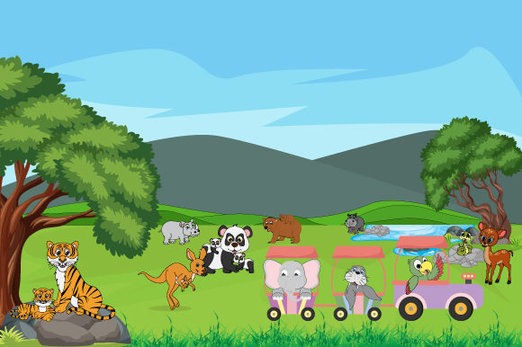 Cute Animal in the Forest Graphics & Illustrations