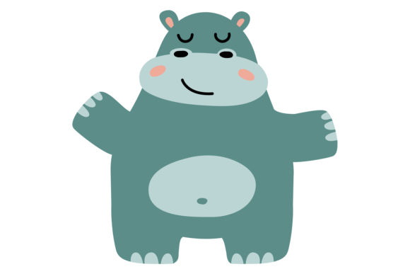 Cute Baby Hippo Graphics: Scandinavian Illustrations