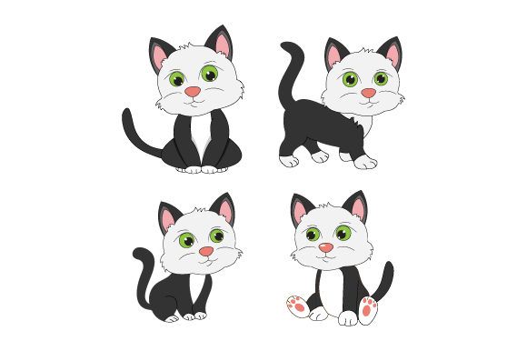 Cute Cat Animal Cartoon Simple Vector Graphics & Illustrations