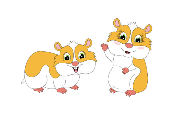 Cute Hamster Animal Cartoon Graphics & Illustrations