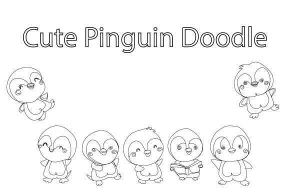 Cute Line Penguin Wildlife Animal