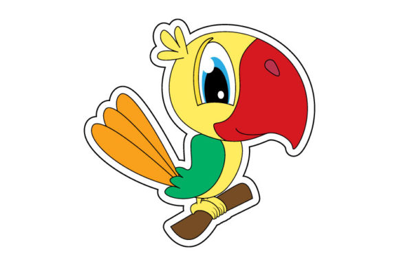 Cute Parrot Animal Cartoon Graphics & Illustrations