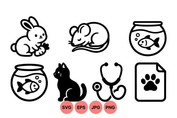 Cute Pet Animal Icon Collection: Graphics & Illustrations