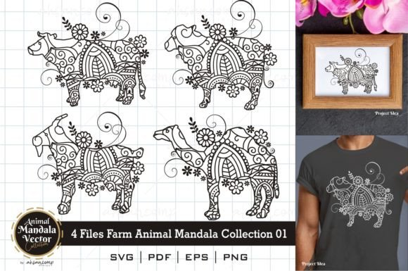 Farm Animal Mandala Collection 01: Graphics & Illustrations