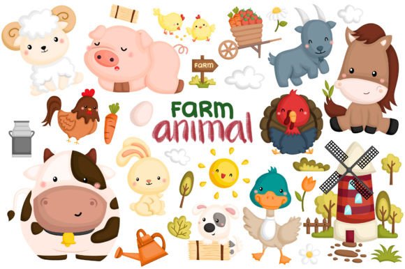 Farm Animals Clipart – Cute Graphics & Illustrations