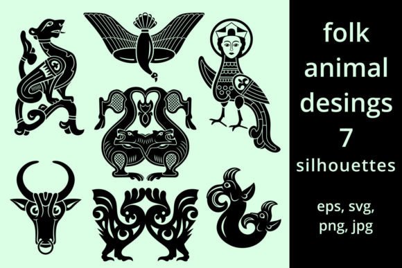 Folk Animal Designs: Graphics & Illustrations for Creative Sellers