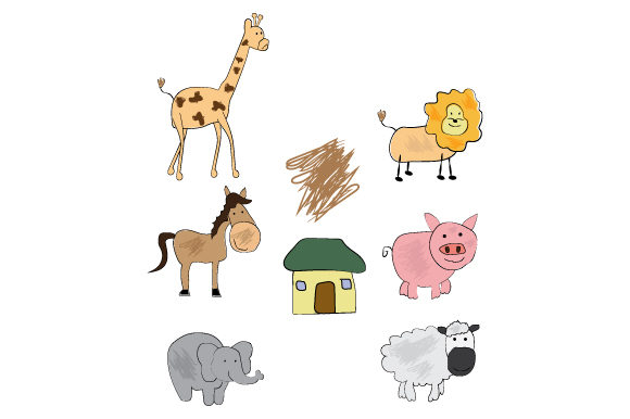 Funny Animal Cartoon Hand Drawing Graphics & Illustrations