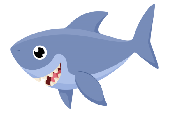 Funny Shark. Cartoon Underwater Animal.