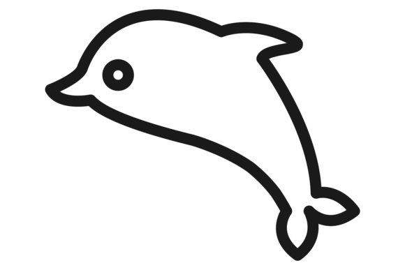 Jumping Dolphin Line Icon. Marine Animal Graphics