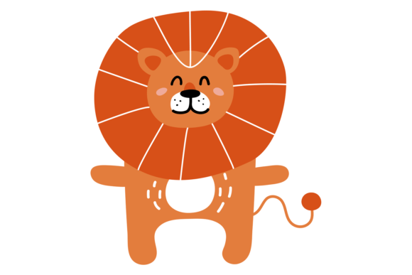 Lion in Scandinavian Style: Cute Animal Graphics & Illustrations