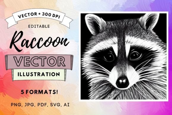 Nursery Kids Animal Illustration Raccoon: Graphics & Illustrations