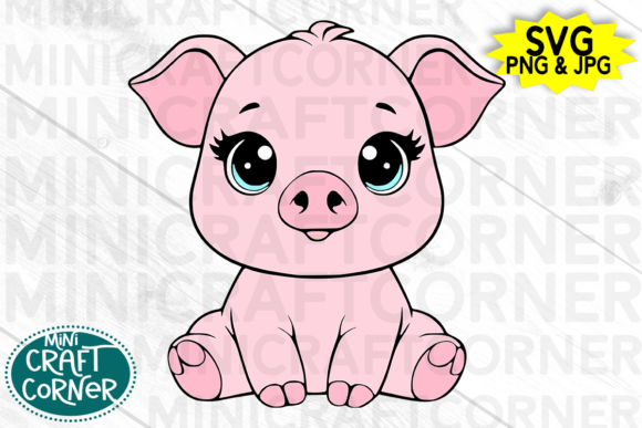 Pig Sitting Layered Cut File: Graphics & Illustrations
