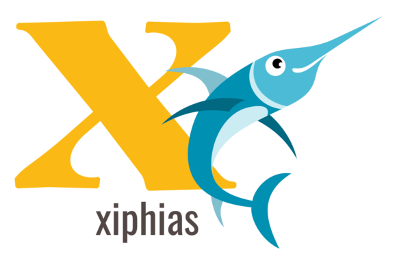 X Letter Card: Xiphias Animal Graphics & Illustrations